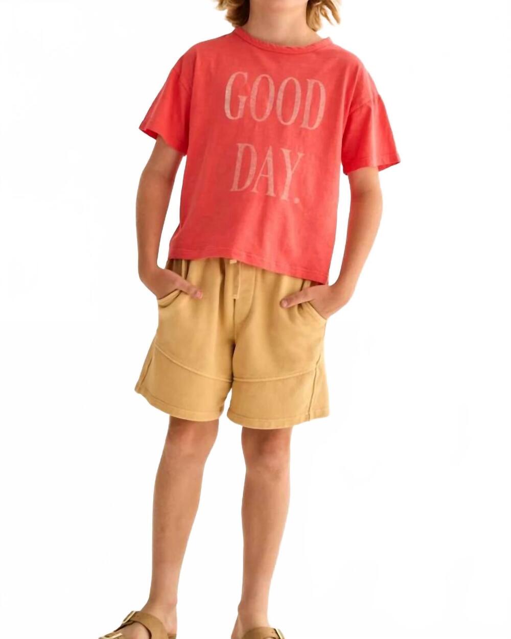 NEW MY LITTLE COZMO boys cotton fleece bermuda shorts in sand